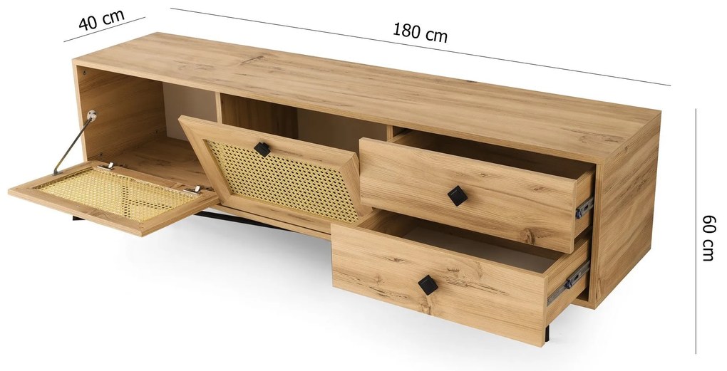 Móvel TV Hapsiyas – Carvalho Preto – 180x60x40 cm