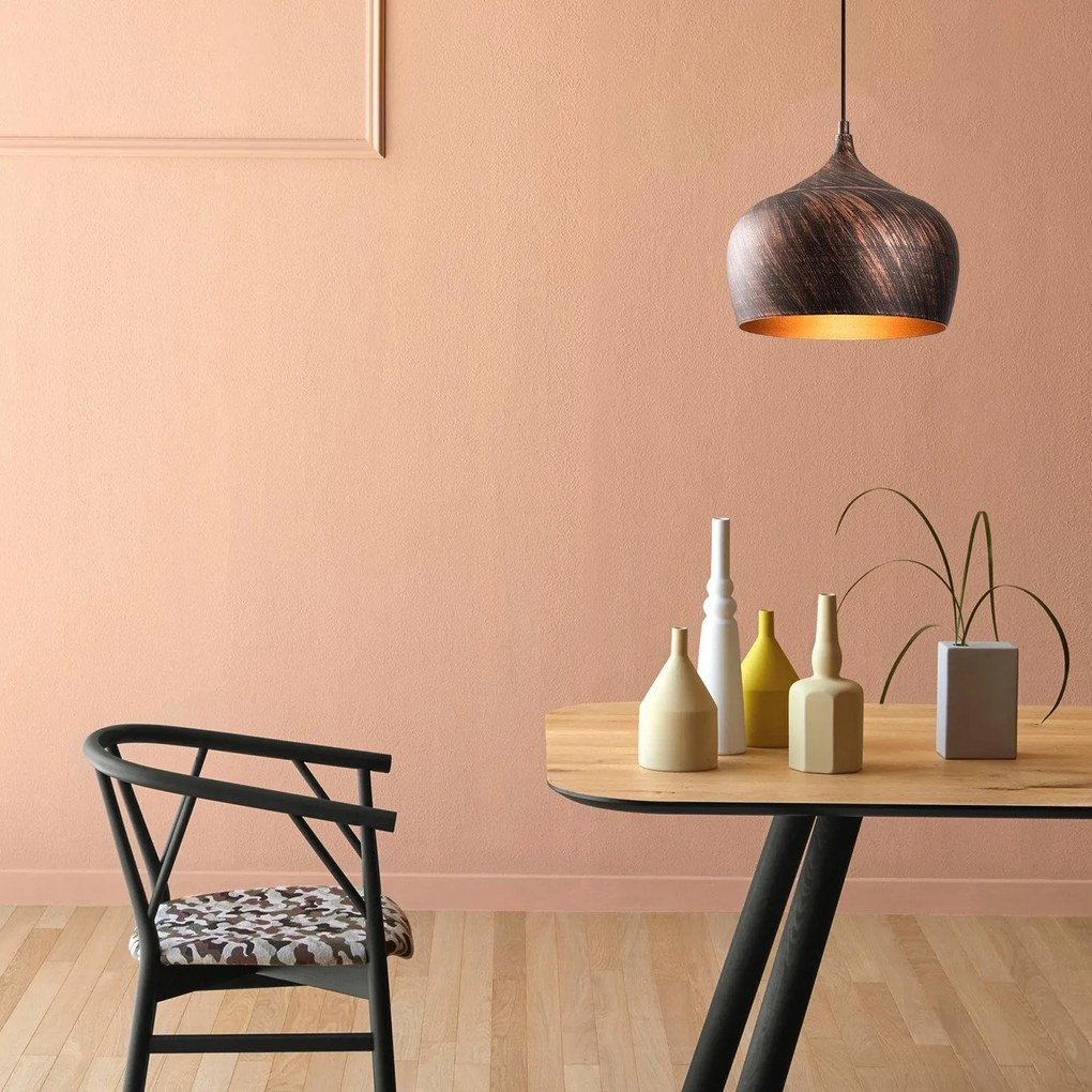 Candeeiro Suspenso Saglam – Cobre e Dourado – Diâmetro 28 cm, Altura 1