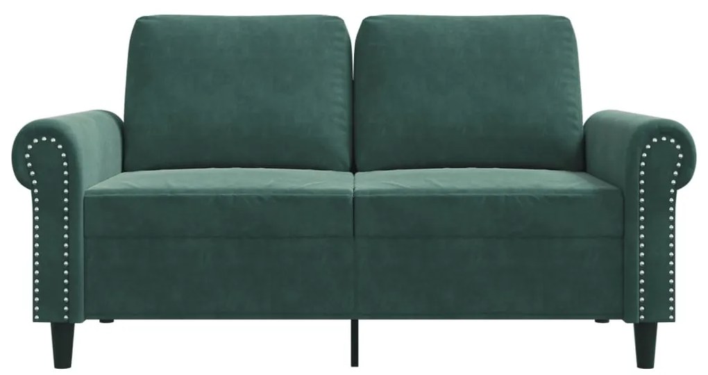 Sofá de 2 lugares 120 cm veludo verde-escuro