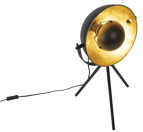 Candeeiro de mesa preto com dourado 63,3 cm tripé ajustável - Magnax Industrial