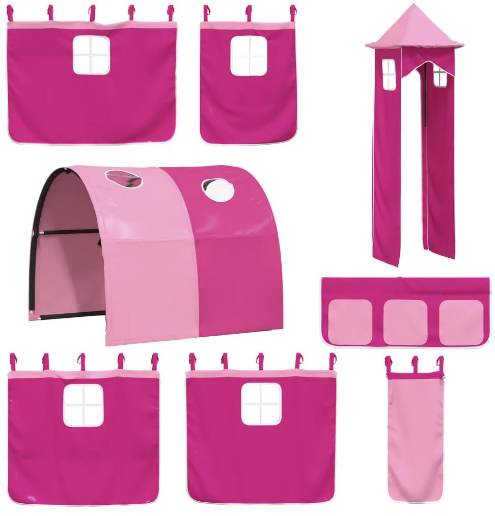 Beliche com escorrega e cortinas 90x190 cm rosa