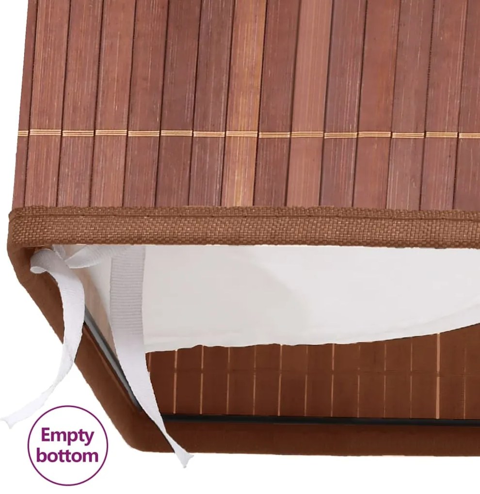 Cesto para roupa suja c/ 2 secções 100 L bambu castanho