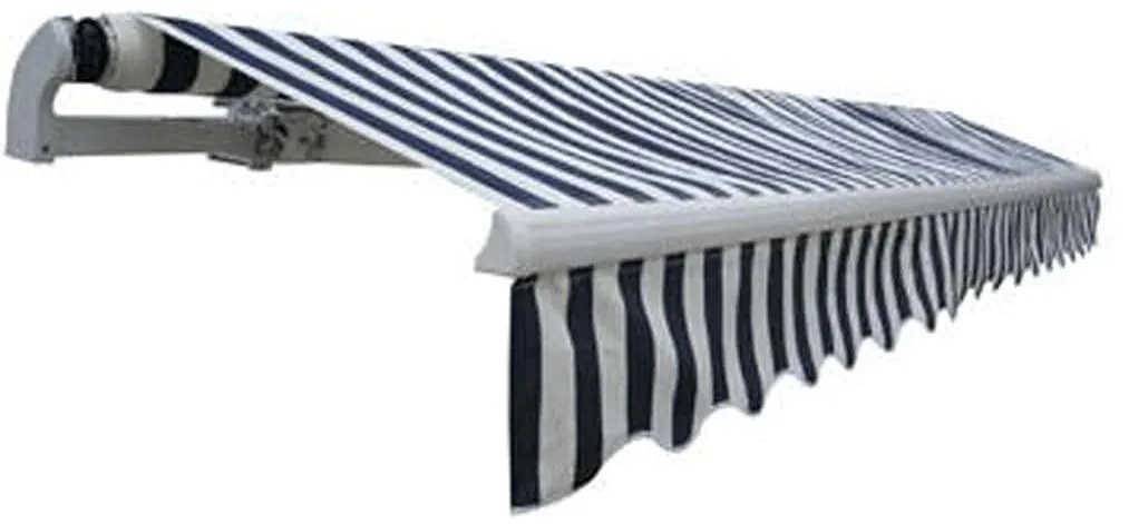 Toldo dobrável motorizado 400 cm azul/branco