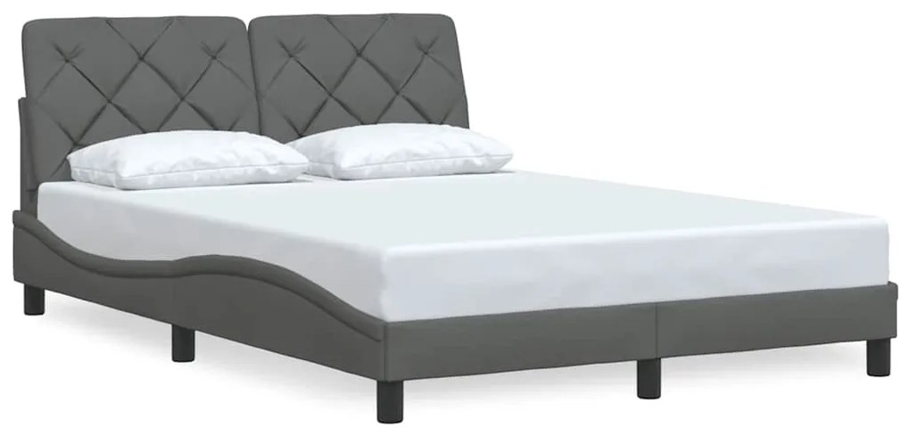 Estrutura de cama sem colchão 140x200 cm tecido cinzento-escuro
