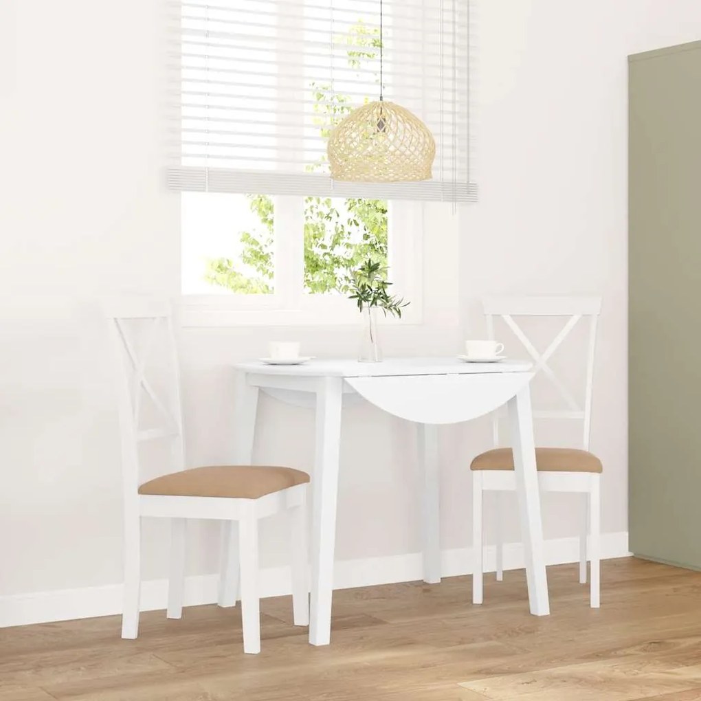 vidaXL Cadeiras de jantar com almofadões 2 pcs madeira maciça branco