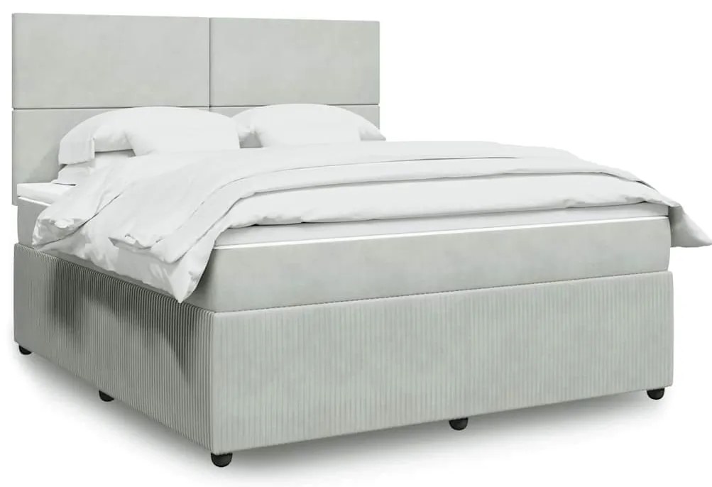 vidaXL Cama com molas/colchão 180x200 cm veludo cinzento-claro