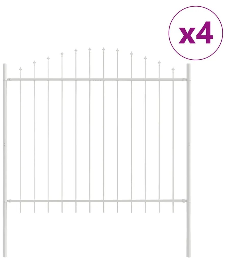 Cerca de jardim com topo arredondado branca 6.8x1.25 m em aço