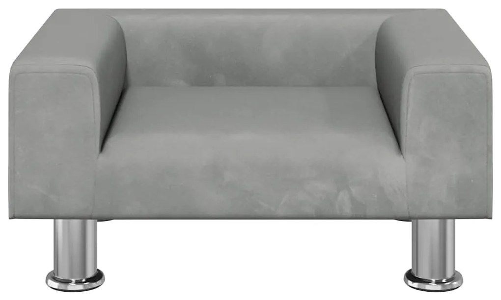 Cama para cães 50x40x26,5 cm veludo cinzento-claro