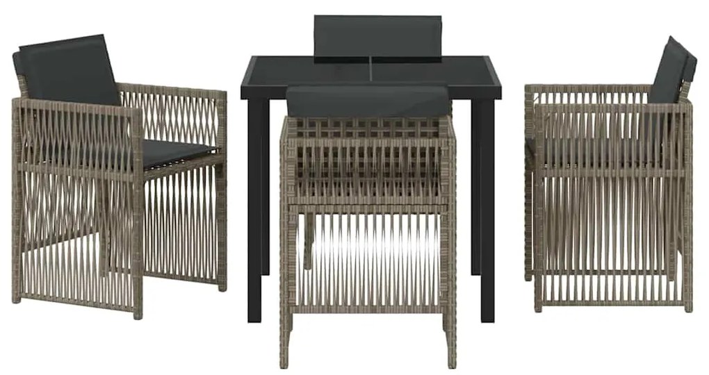 Conjunto de Jantar para Jardim com 5 Peças e Almofadas Cinzas de Ratta