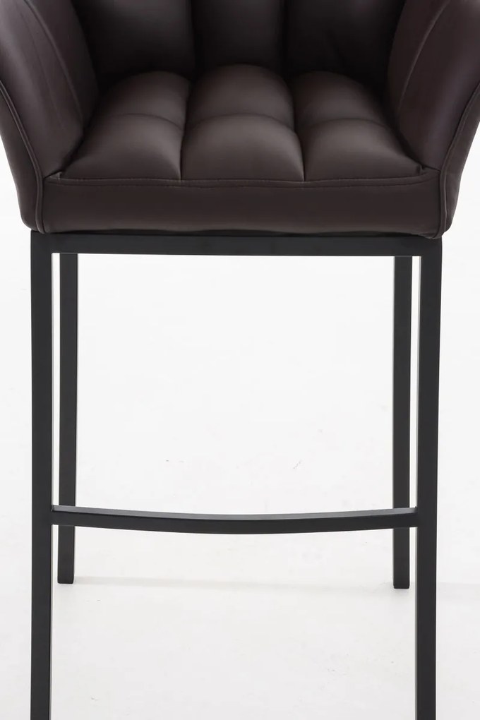 Banco de bar Damaso em couro sintético com estrutura preta 64 x 110 x 48 cm Castanho