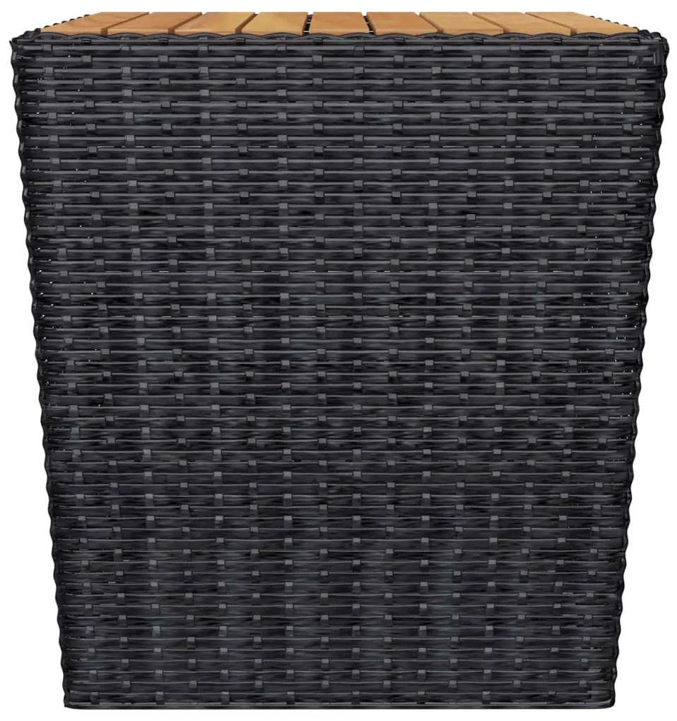 3 pcs conjunto bistrô jardim vime PE e madeira maciça preto