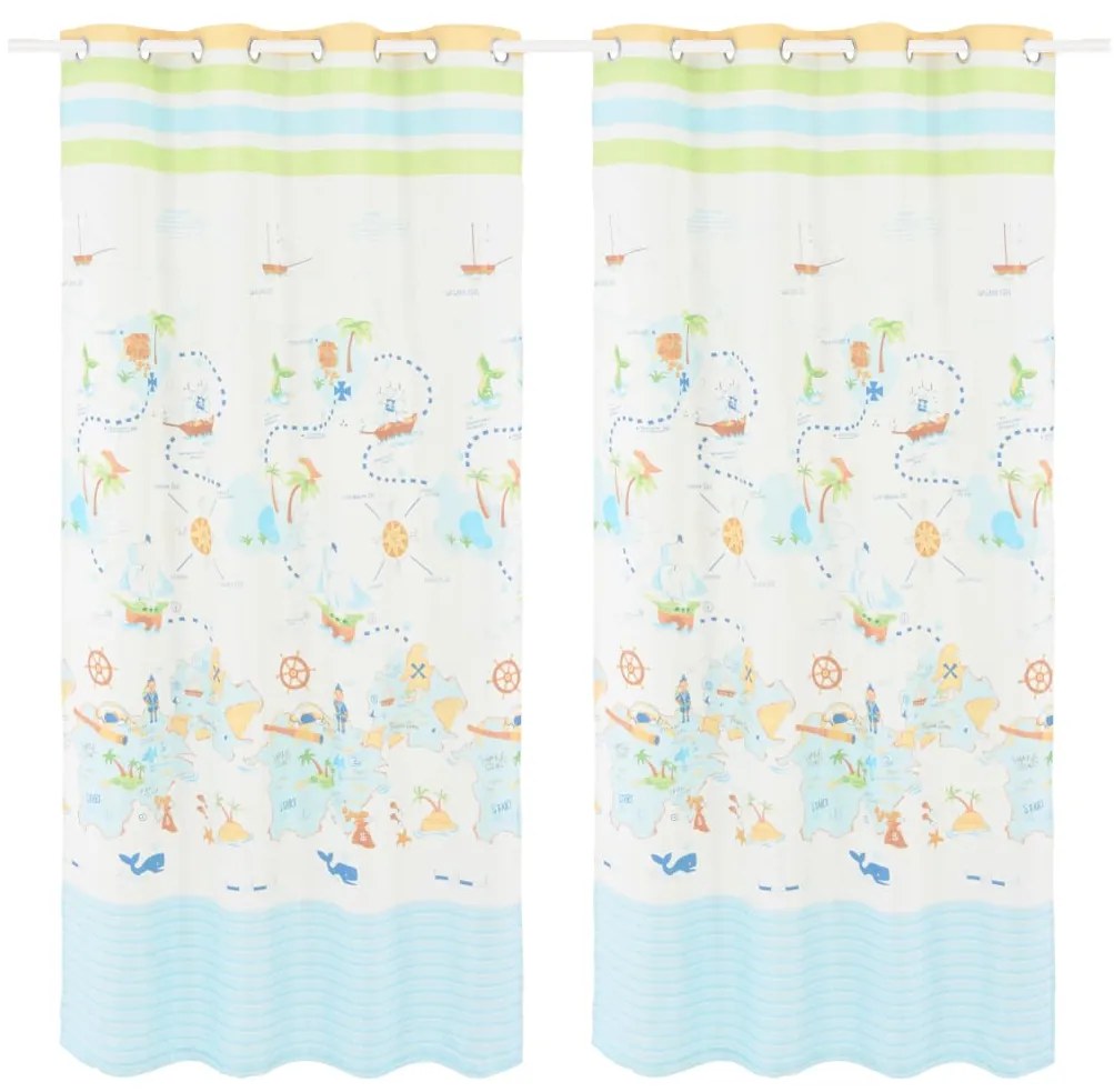 vidaXL Cortinas opacas infantis 2 pcs 140x240 cm viagem pelo mundo