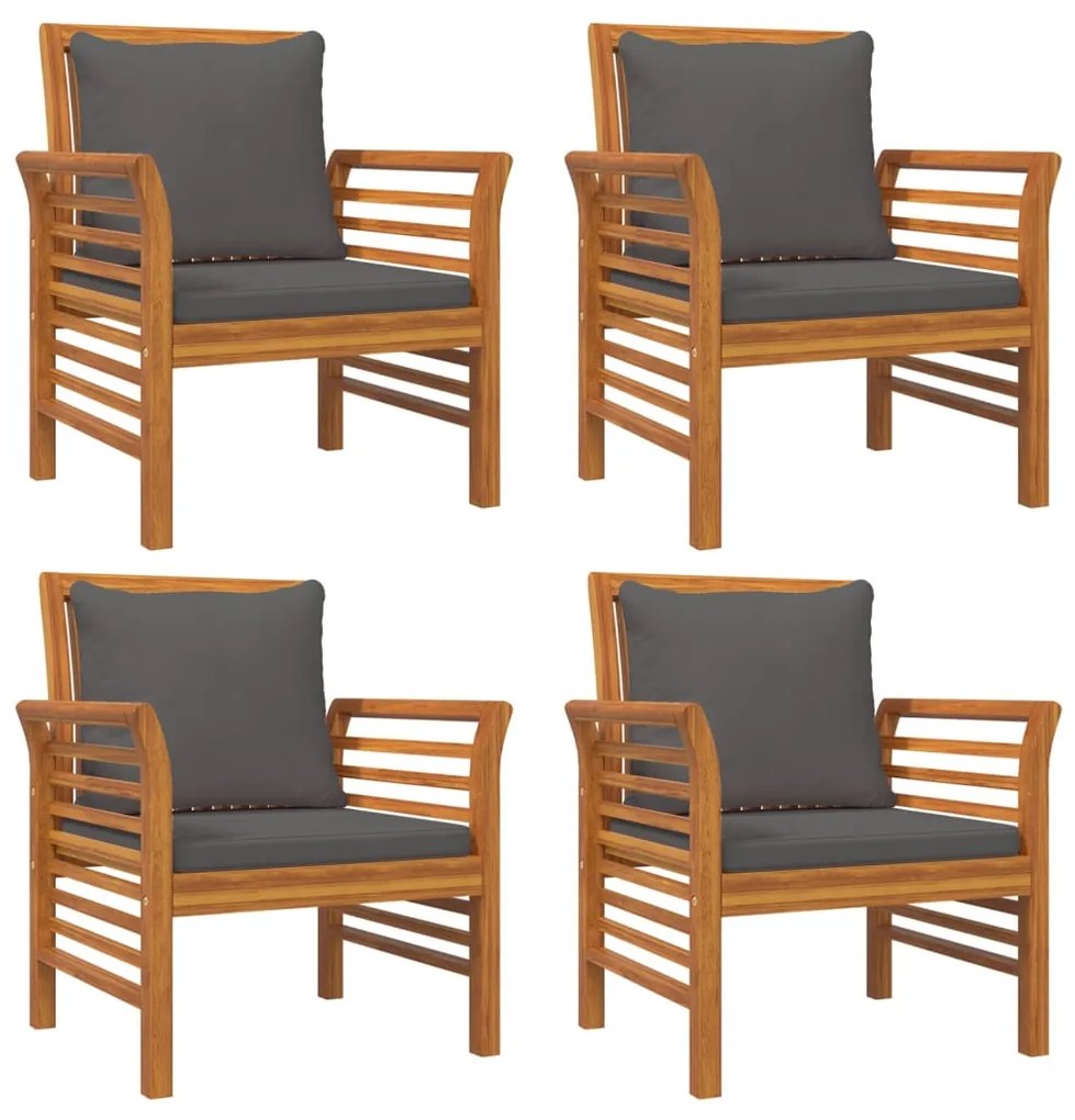 5 pcs conjunto lounge de jardim c/ almofadões acácia maciça