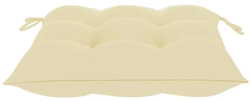 Cadeira de baloiço com almofadão branco nata teca maciça