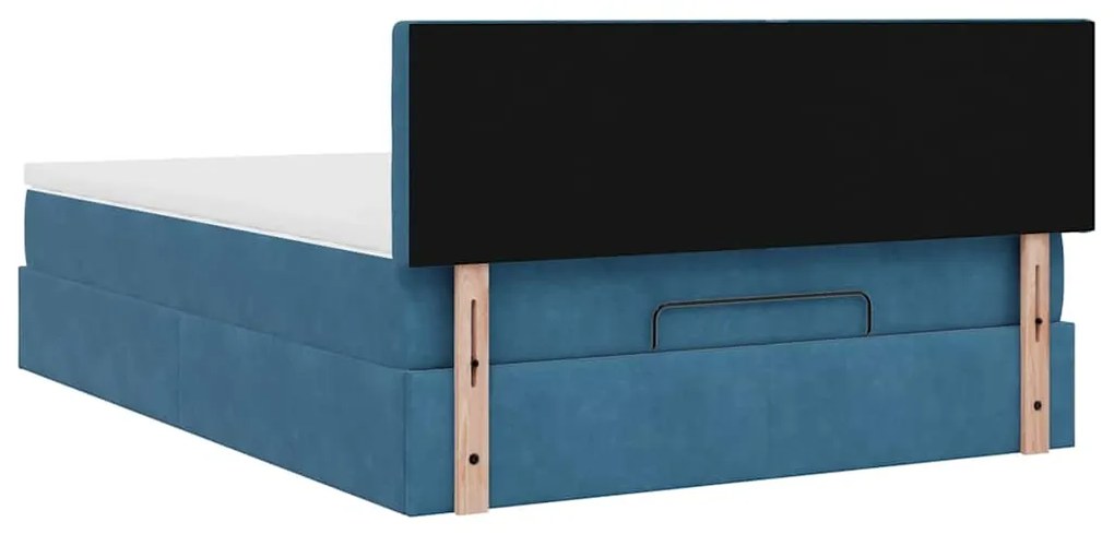 Estrutura de cama otomana com colchão 140x190cm azul escuro