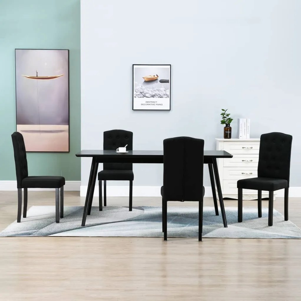 vidaXL Cadeiras de jantar 4 pcs tecido preto