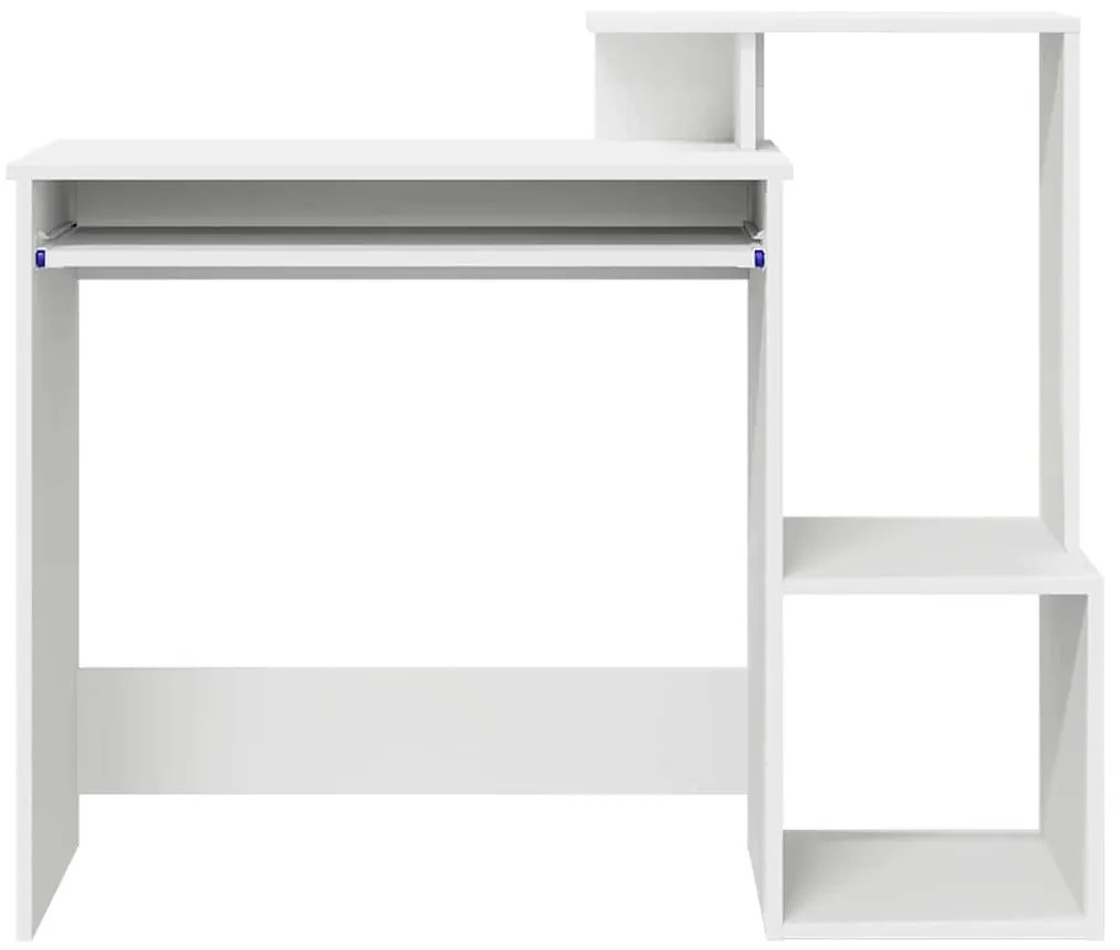 Mesa de Computador Branca Branca Aglomerado Padrão Armazenamento
