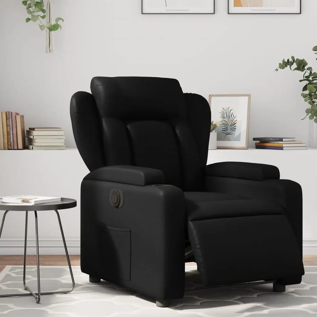 vidaXL Poltrona reclinável elétrica couro artificial preto