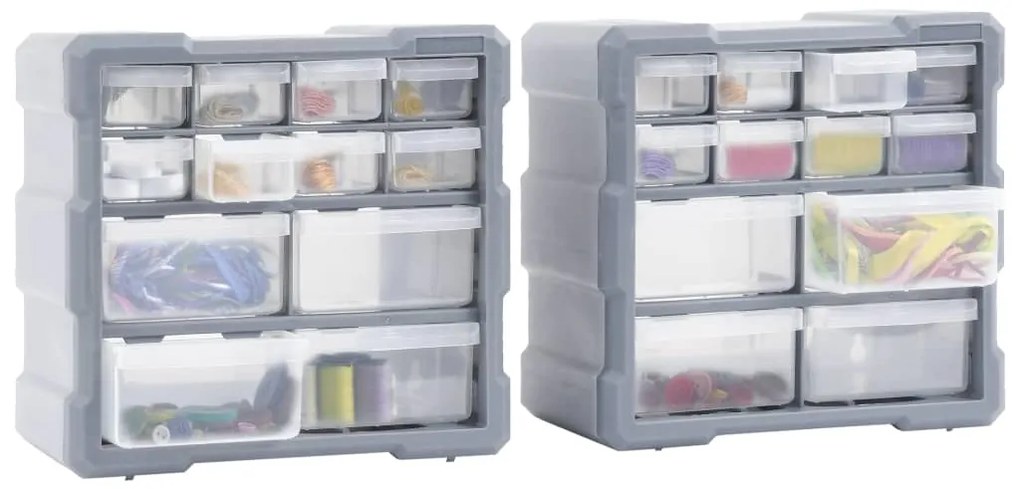 Caixas organizadoras com 12 gavetas 2 pcs 26,5x16x26 cm