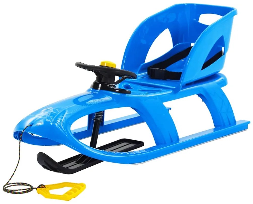 93727 vidaXL Trenó c/ assento e volante 102,5x40x23cm polipropileno azul