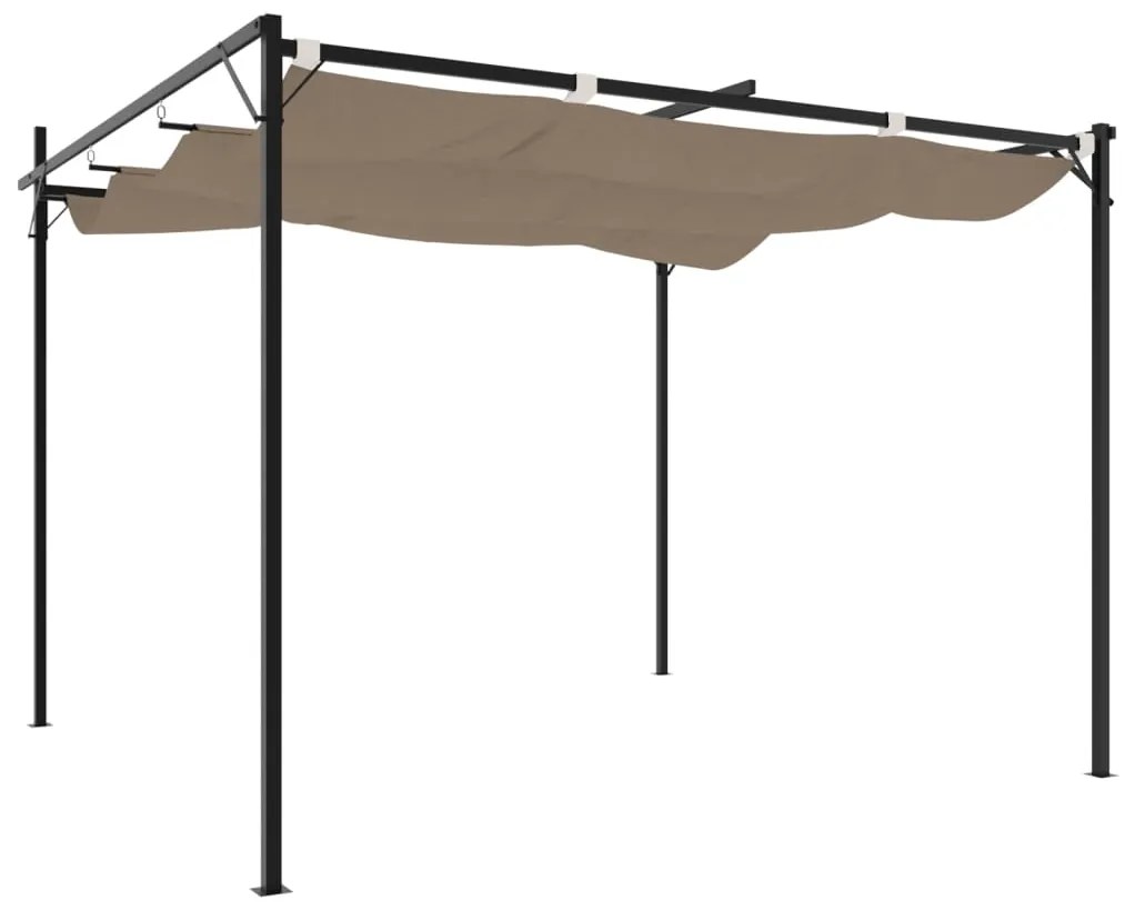 Pérgola com toldo retrátil 295x292x230 cm cor cinza-acastanhado