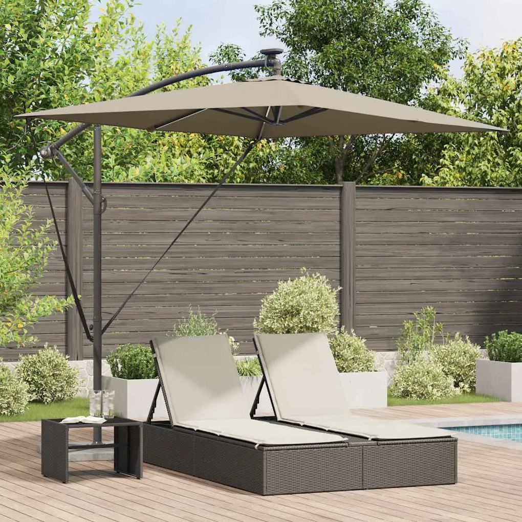 vidaXL Guarda-sol de Bananeira Cantilever Cinzento-acastanhado