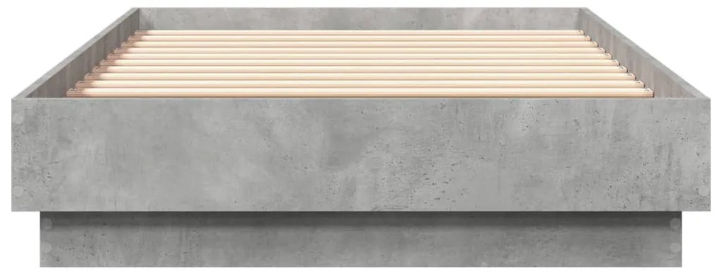 Estrutura de cama com luzes LED 75x190 cm cinzento cimento
