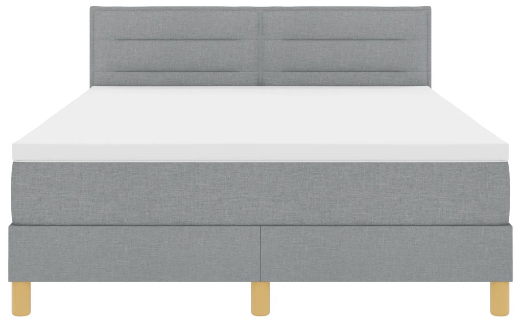 Cama Box Spring com Colchão Cinza Claro 140x200 cm Tecido