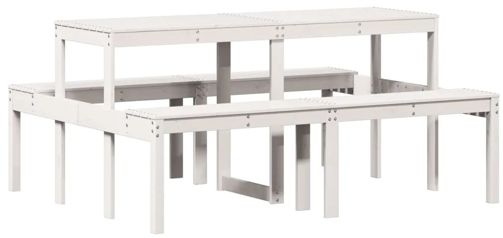 Mesa de piquenique 160x134x75 cm madeira de pinho maciça branco