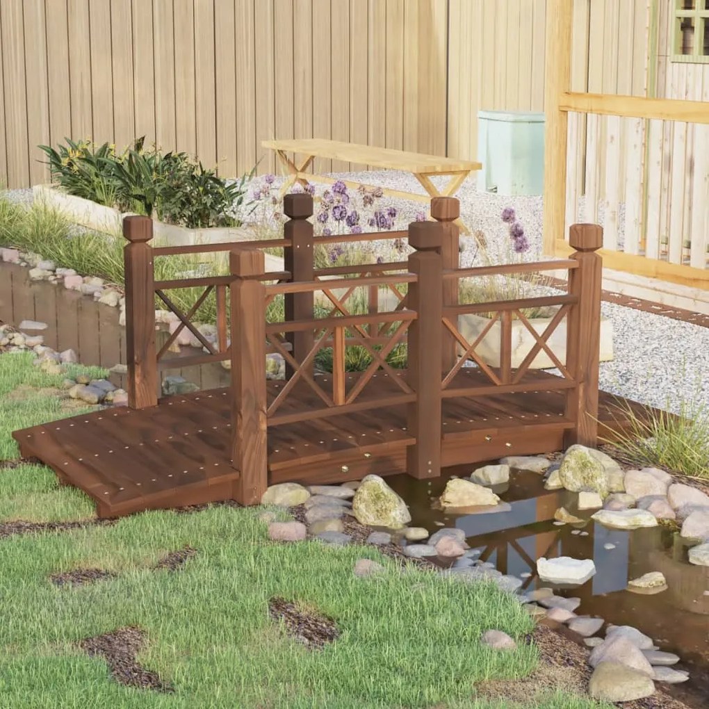 363360 vidaXL Ponte de jardim com corrimões 150x67x56 cm abeto maciço