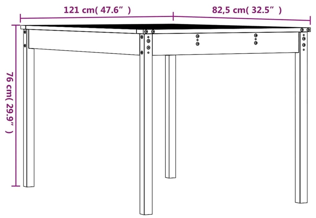 Mesa de jardim 121x82,5x76 cm madeira de douglas maciça