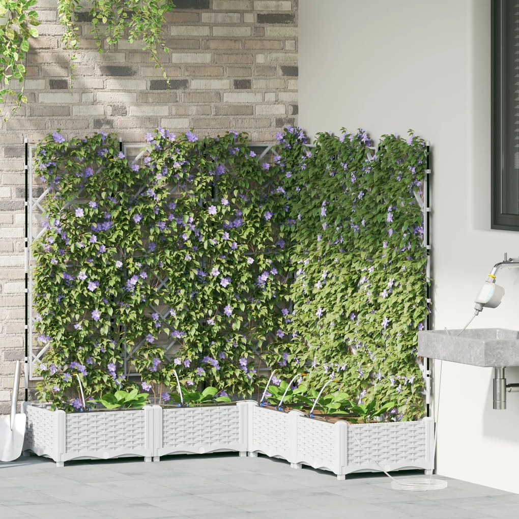 Plantadores de Jardim com Sistema de Irrigação 5 pcs Branco