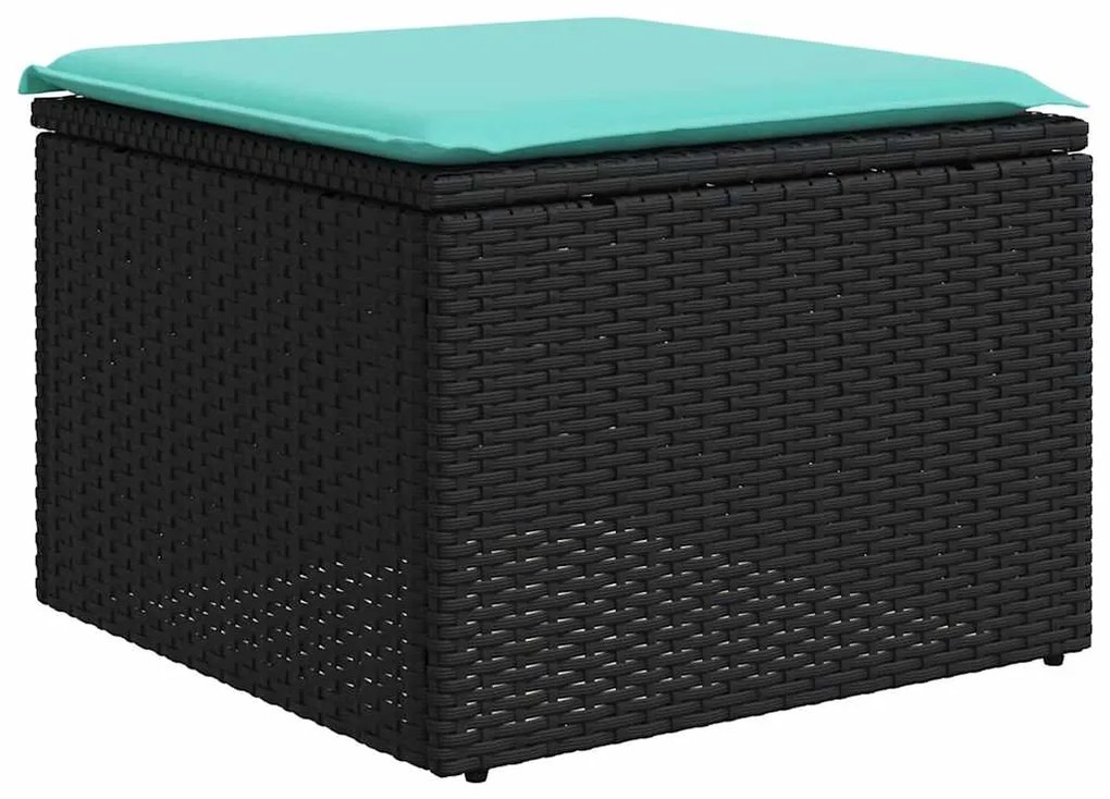 7 pcs conjunto de sofás p/ jardim c/ almofadões vime PE preto