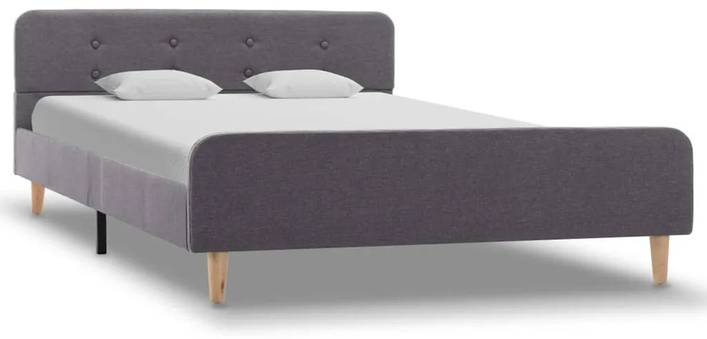 Estrutura de cama em tecido 120x200 cm cinzento-claro