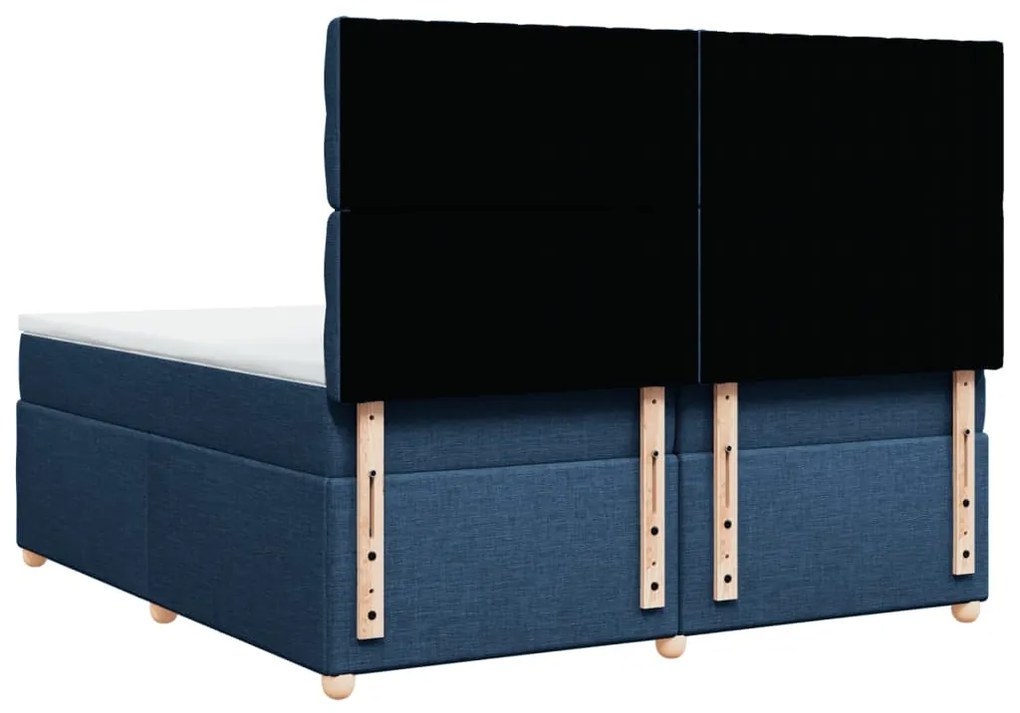 Cama com molas/colchão 200x200 cm tecido azul