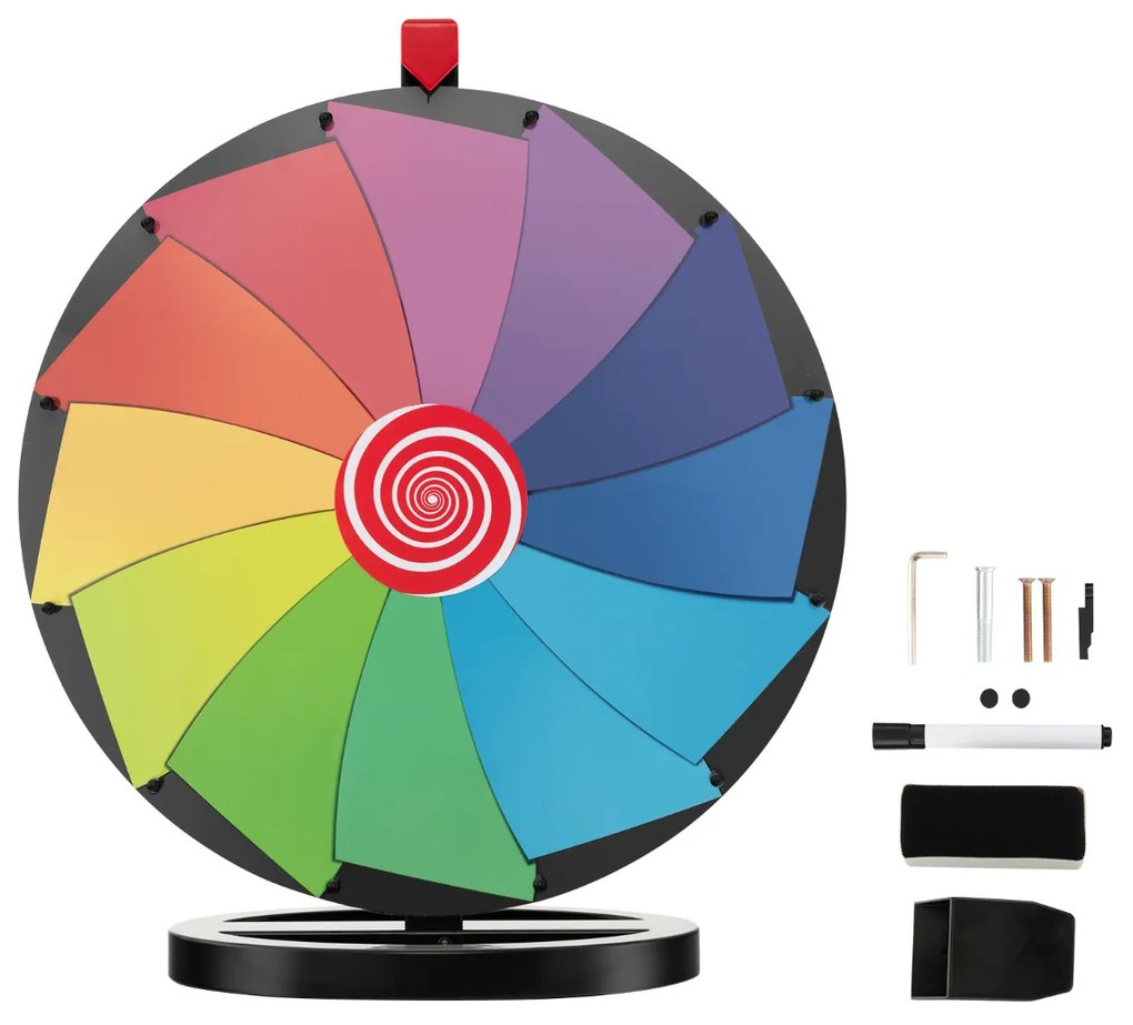 Roleta da Sorte 24", 12 slots, roda de jogo da sorte com suporte para tripé, altura ajustável para festas e eventos Multicolorido