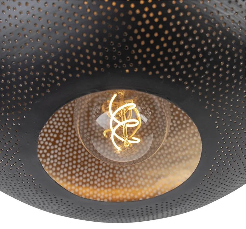 Candeeiro de teto oriental preto e dourado 40 cm - Radiance Oriental