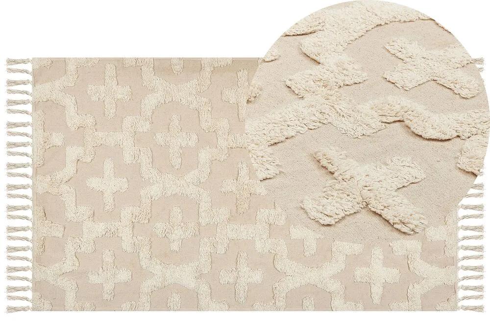 Tapete de algodão creme 80 x 150 cm ITANAGAR Beliani
