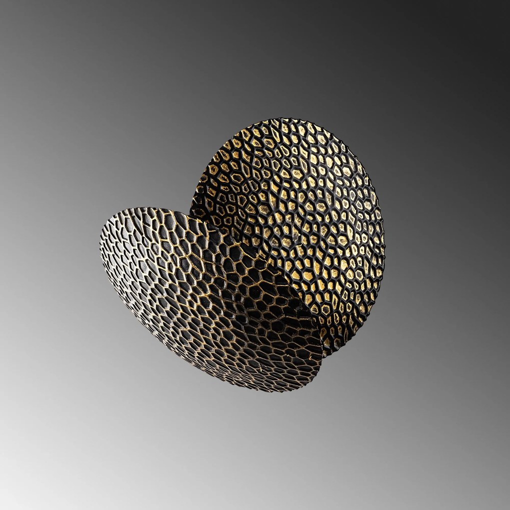 Lâmpada de Parede Yosma - Preto e Dourado - 21cm x 21cm x 15cm