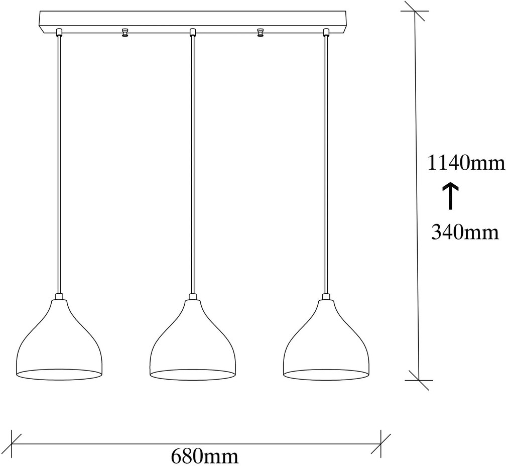 Candeeiro Suspenso Tattoo – Dourado – 68 x 18 cm