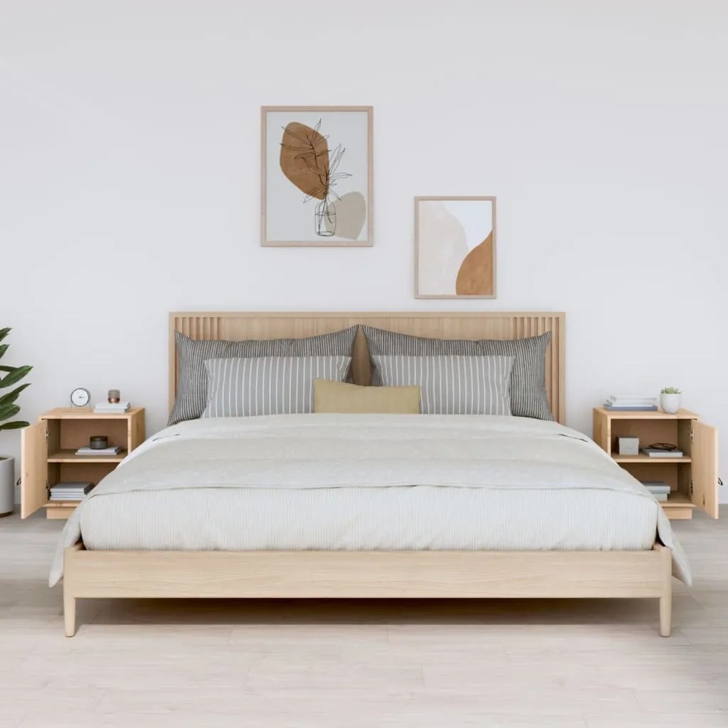 Mesas de cabeceira 2 pcs 40x34x45 cm madeira de pinho maciça