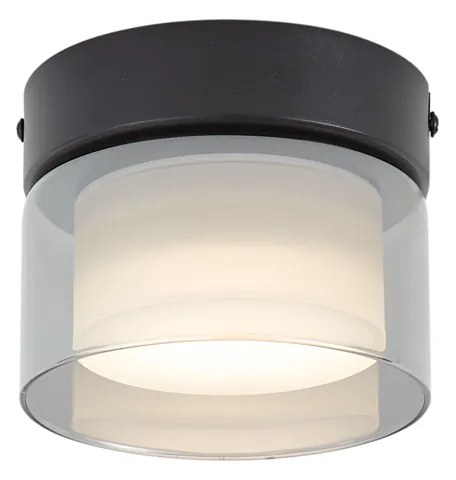 Plafon moderno preto com vidro fumado - Puck