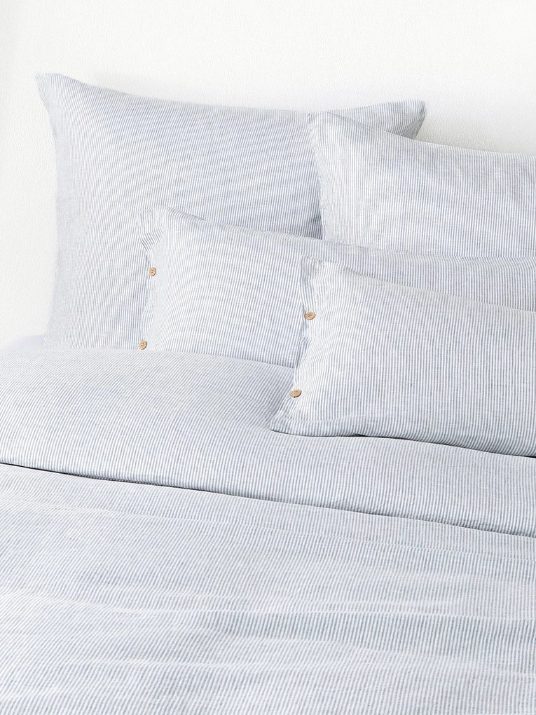 Capa de edredão em linho lavado com riscas finas Rinna