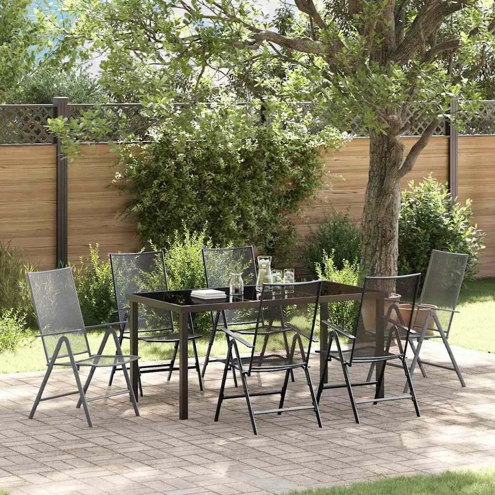 vidaXL Conjunto de Jantar para Jardim de 7 Peças em Antracite, Aço.