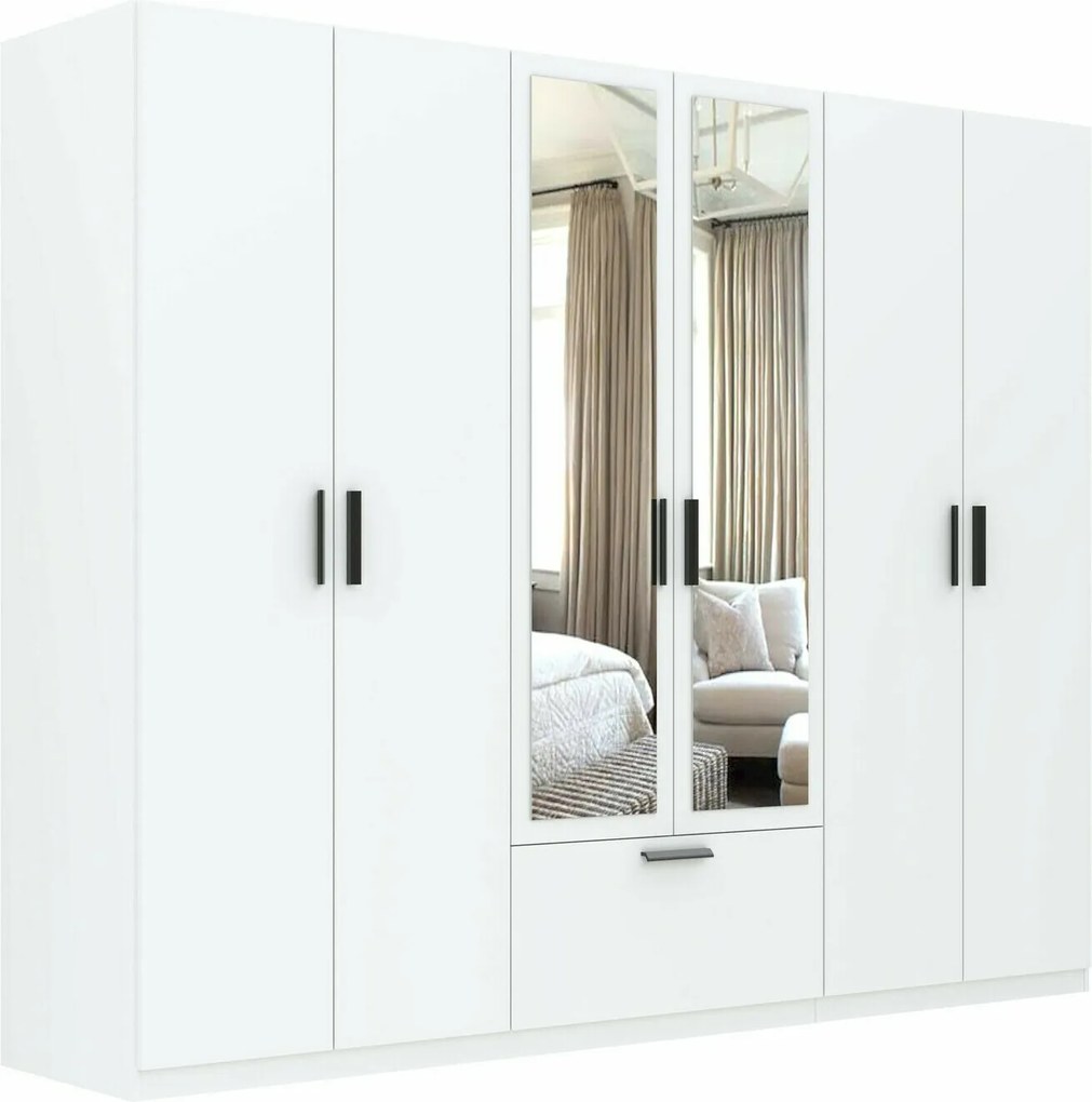 Roupeiro Bristol 208, Branco, 210x269x54cm, 4 kg, Portas para roupeiro: Com dobradiças, Número de prateleiras: 4, Número de prateleiras: 4