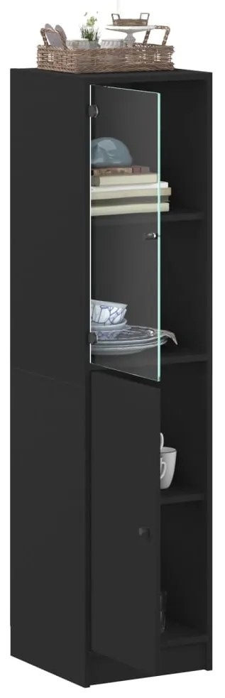 Aparador alto c/ porta de vidro 35x37x142 cm preto