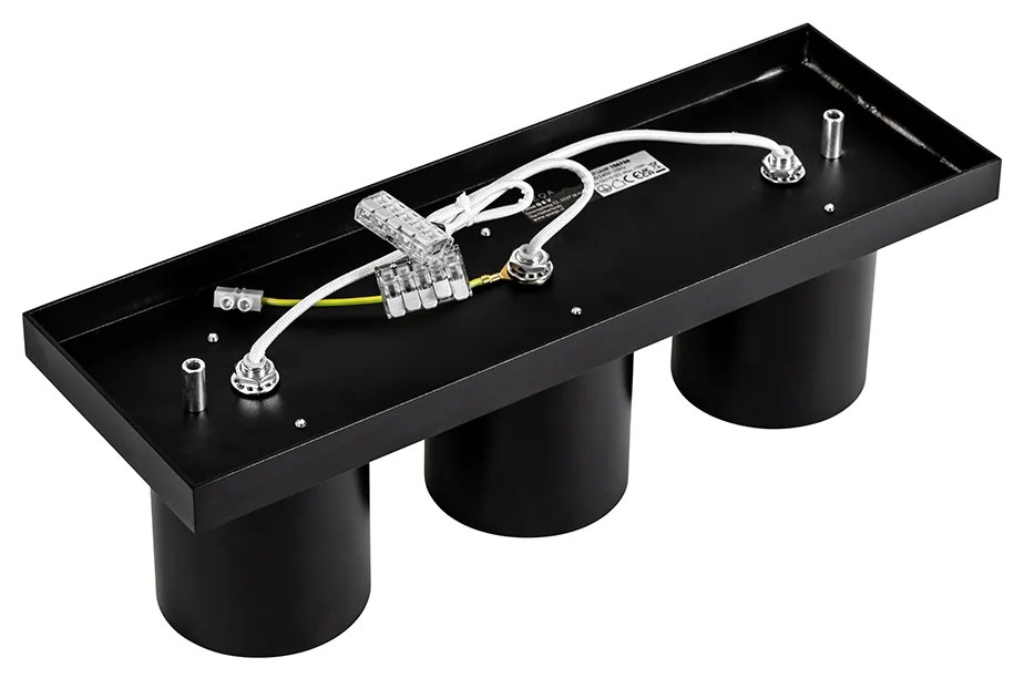 Candeeiro de Teto Moderno Preto 3 Luzes - Tubo Moderno