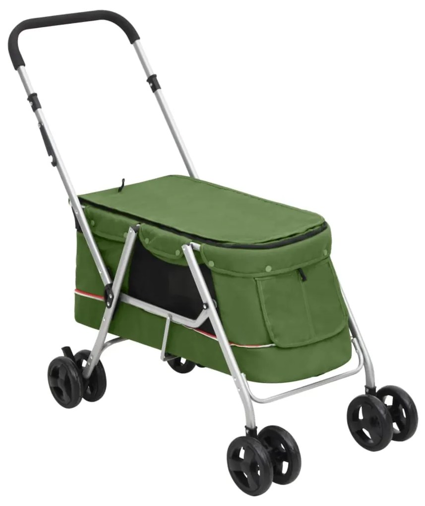 Carrinho dobrável para cães 100x49x96 cm tecido linho verde