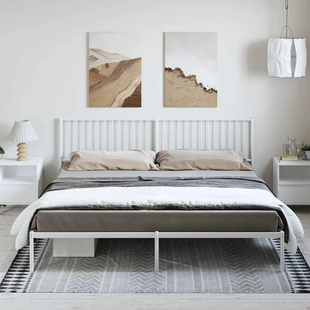 Estrutura de cama com cabeceira 193x203 cm metal branco