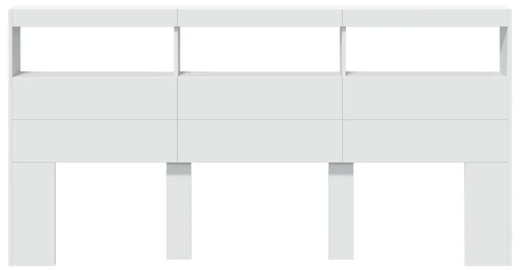 Armário de cabeceira com luzes LED 200x17x102 cm branco